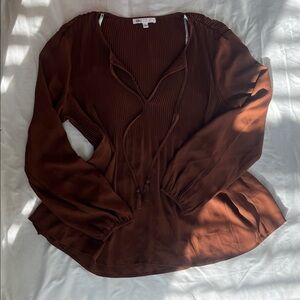 Chocolate Brown Pleated Blouse